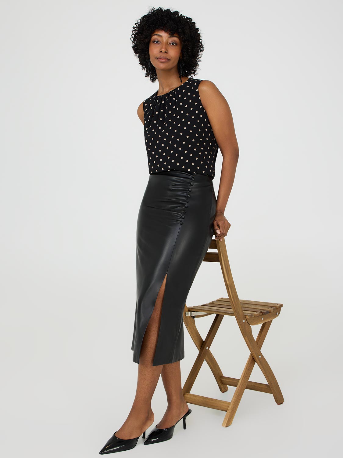 Dot Print Sleeveless Chiffon Top