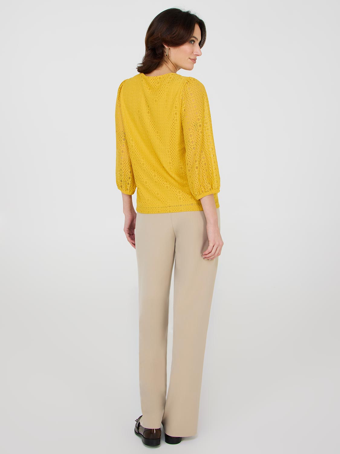 3/4 Balloon Sleeve Lace Top