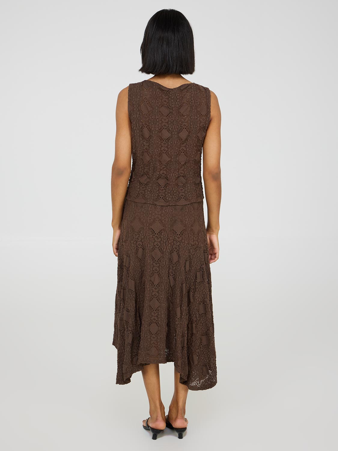 Bubble Lace Asymmetric Midi Skirt