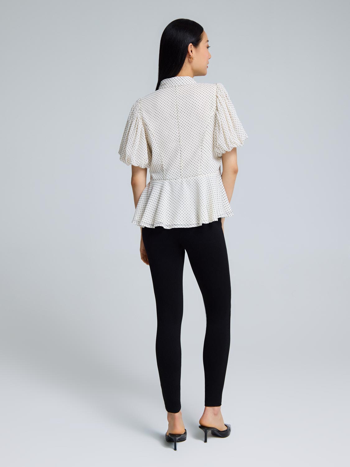 Textured Button-Up Peplum Blouse