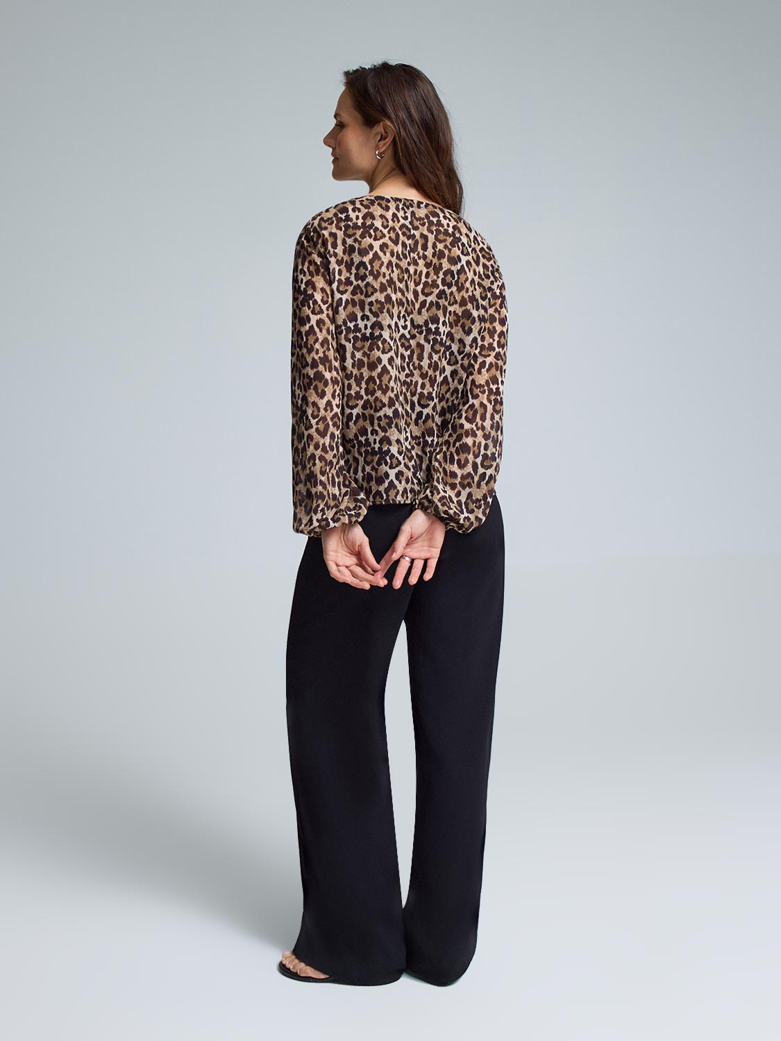 Button-Up Leopard Print Blouse