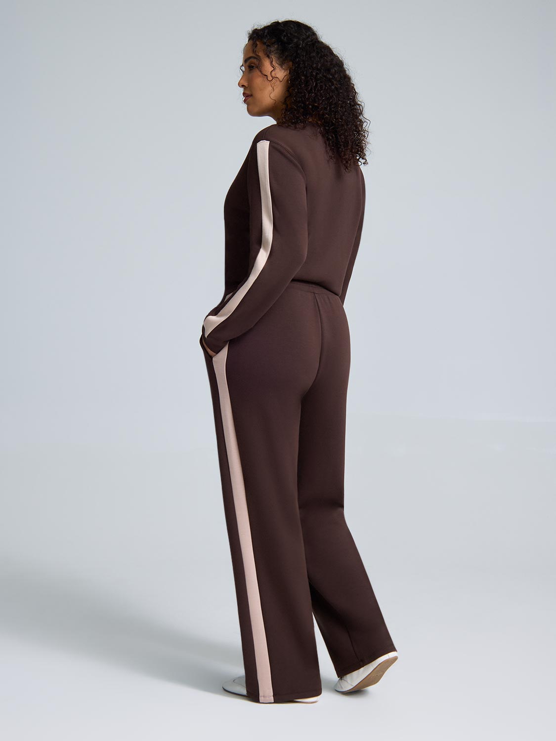 Cloud Fleece Contrast Stripe Wide-Leg Pants