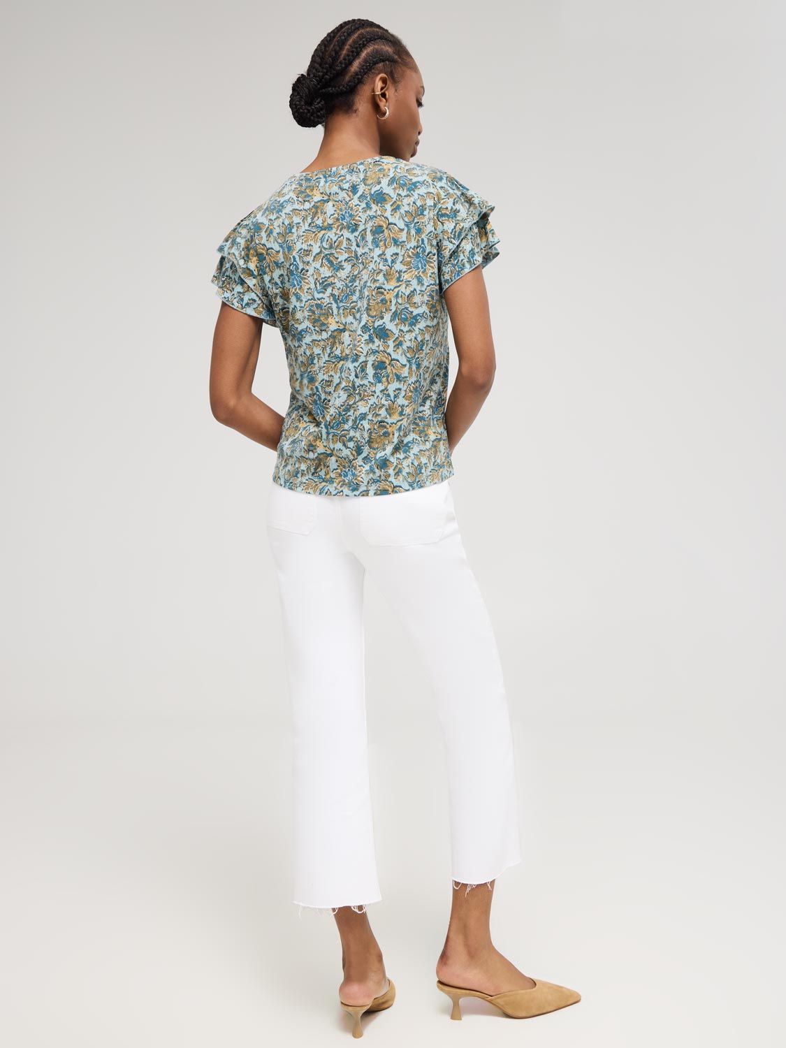 Double Ruffle Sleeve Floral Top