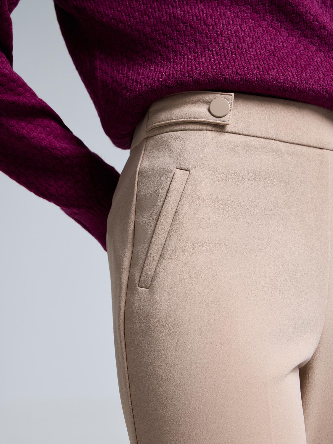 Straight Leg Clean Front Crepe Pants