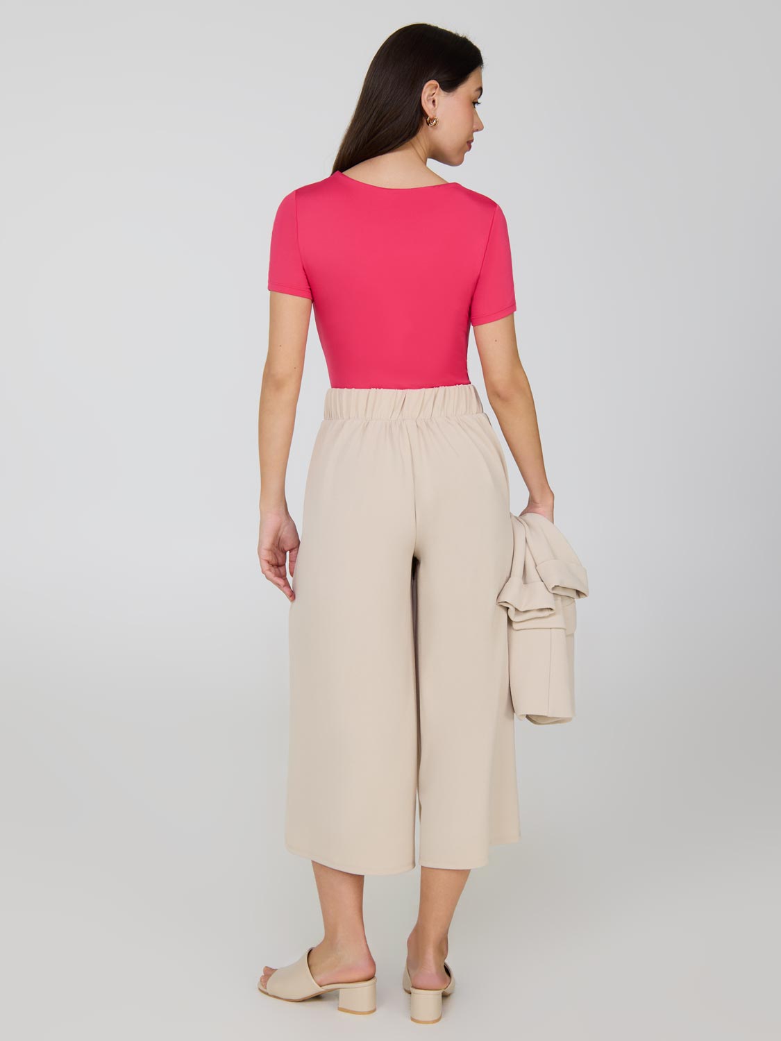 Wide-Leg Gaucho Pants With Button Details