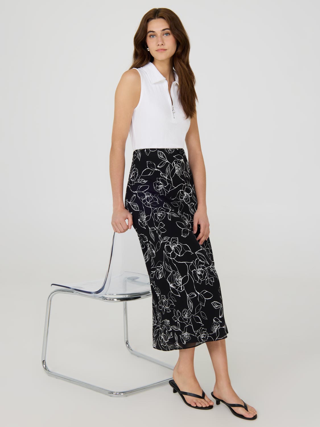Printed Chiffon Skirt