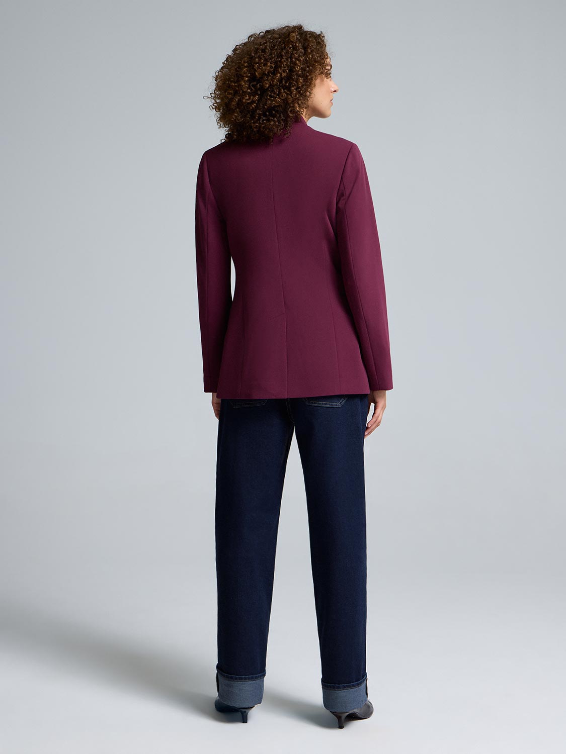 Crepe High Neck Blazer