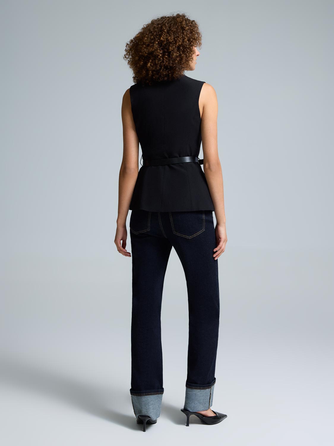 Button-Up Peplum Blazer Vest