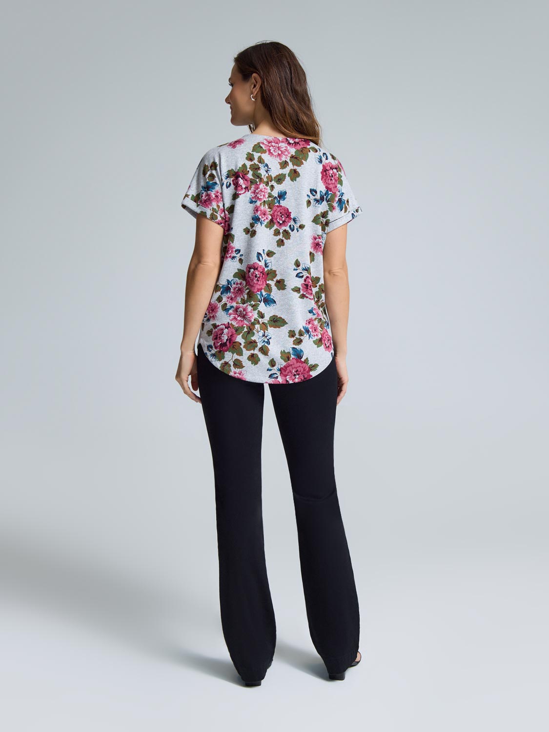 Cuffed Sleeve Floral Top