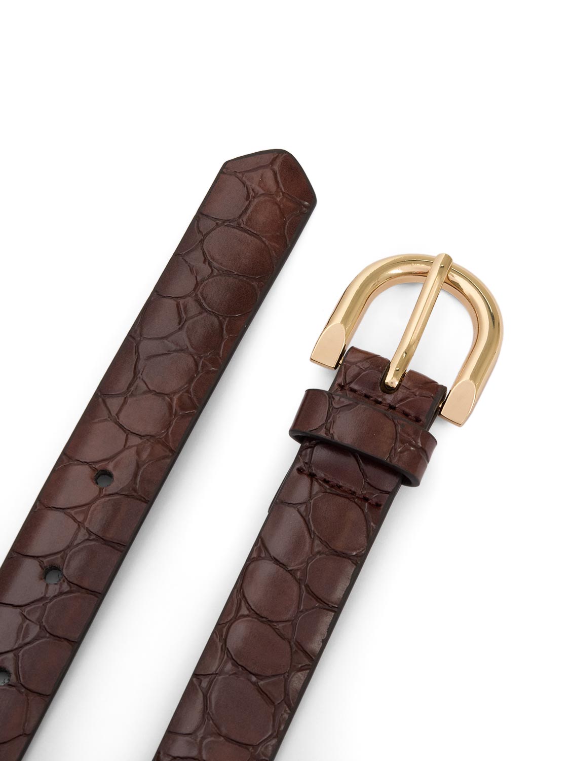 Faux Leather Crocodile Belt