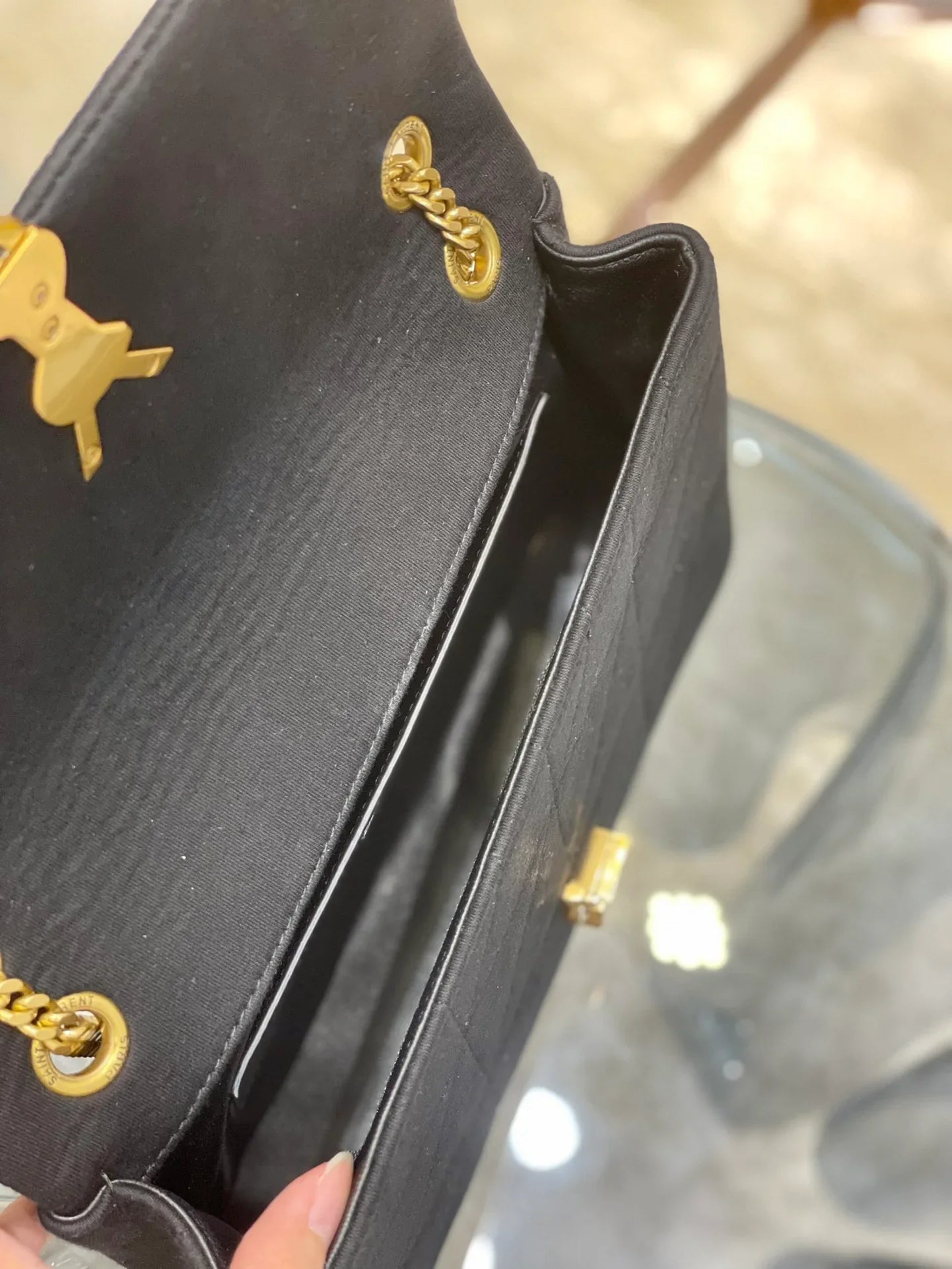 YSL Jamie Medium Chain Bag Black Carré Rive Gauche 24_15.5_6.5cm
