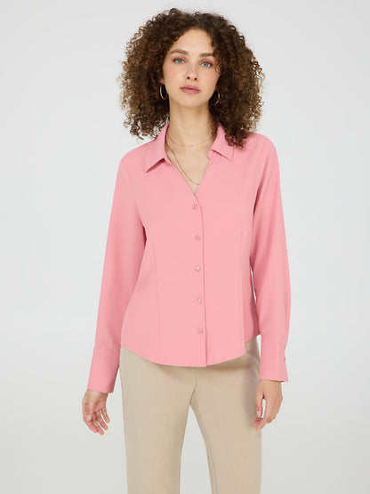 V-Neck Button-Front Blouse