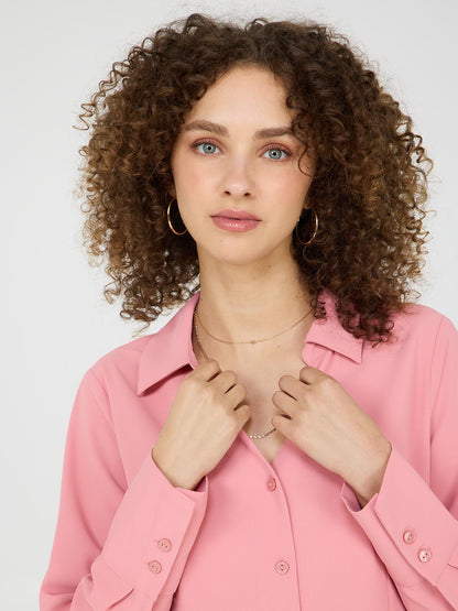 V-Neck Button-Front Blouse