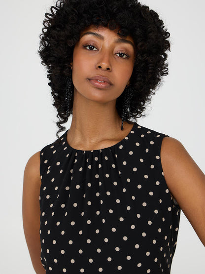 Dot Print Sleeveless Chiffon Top