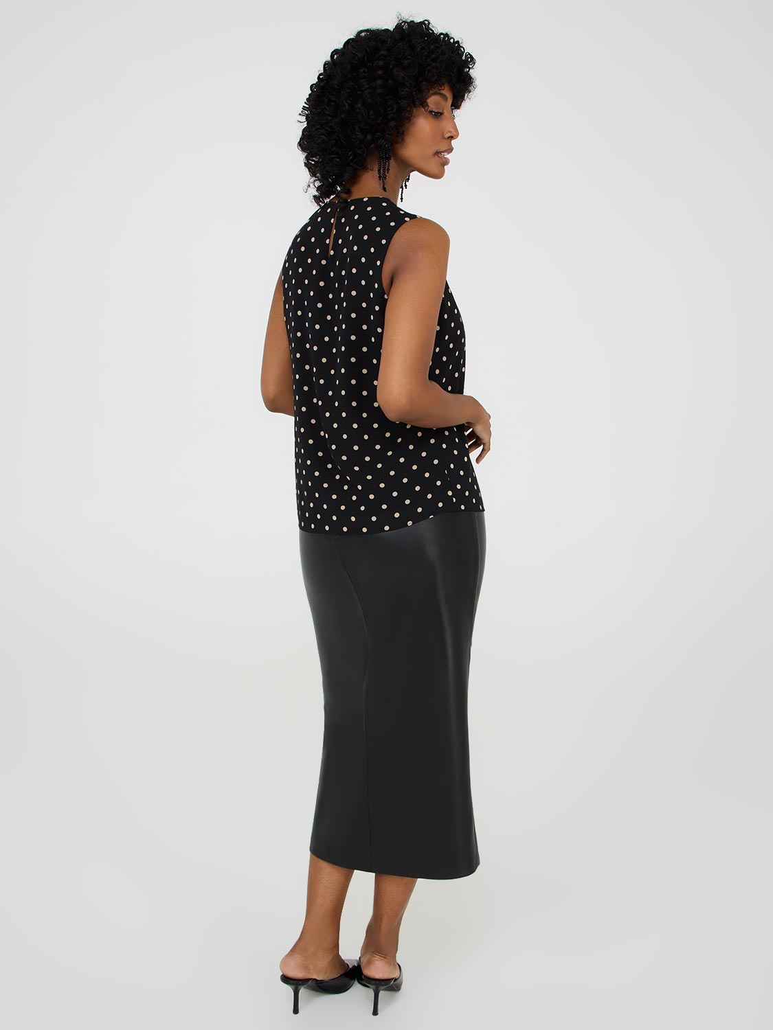 Dot Print Sleeveless Chiffon Top