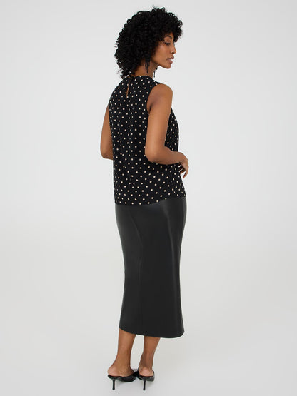 Dot Print Sleeveless Chiffon Top
