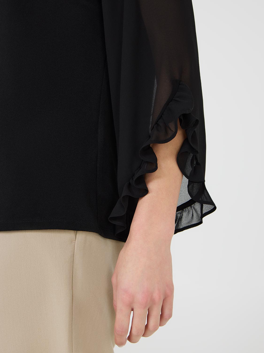 Chiffon Ruffle Sleeve Top