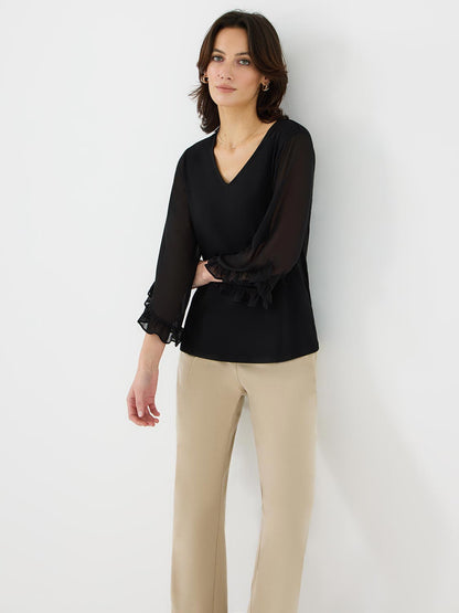 Chiffon Ruffle Sleeve Top