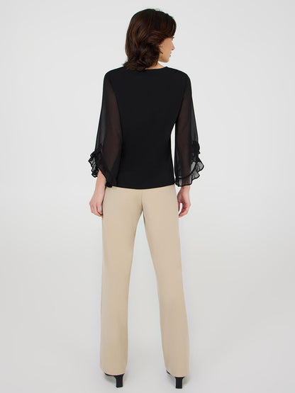 Chiffon Ruffle Sleeve Top
