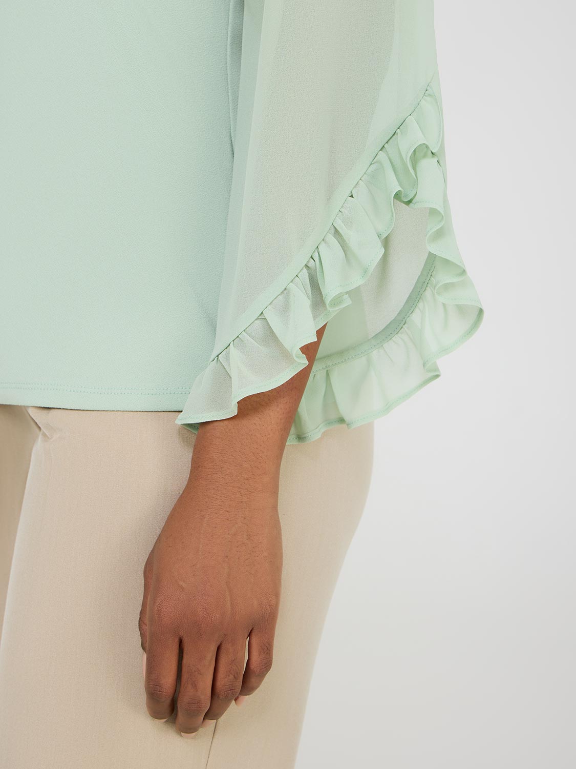 Chiffon Ruffle Sleeve Top