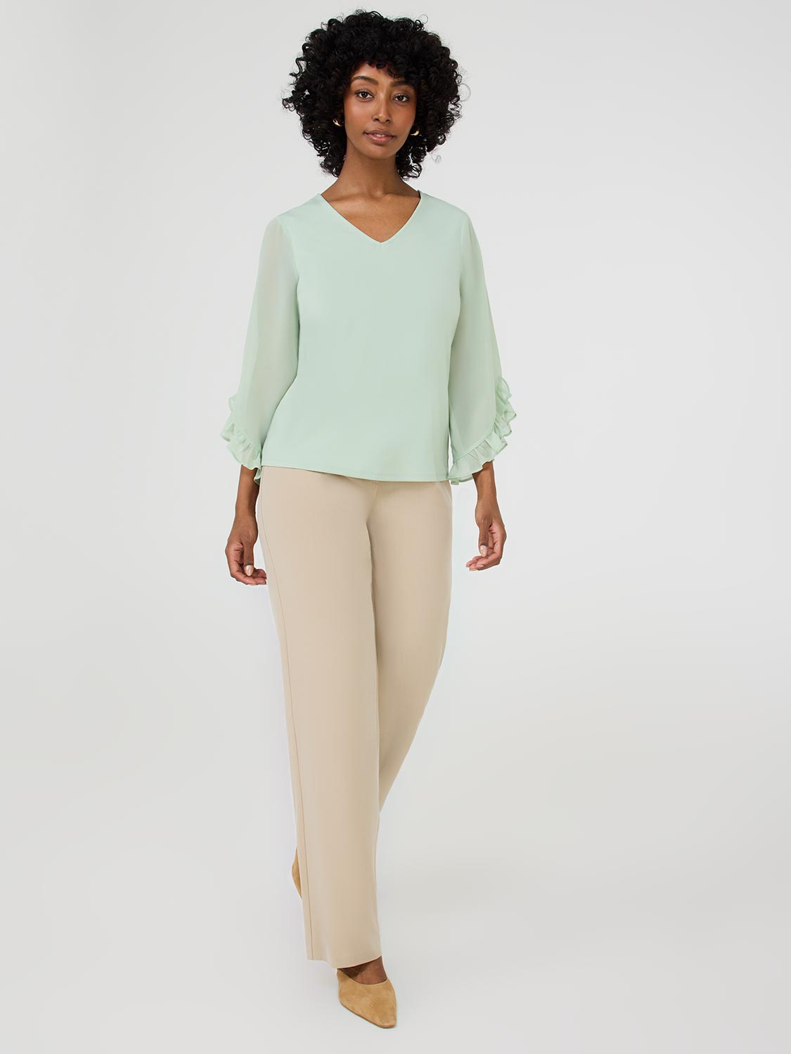 Chiffon Ruffle Sleeve Top