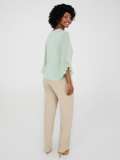 Chiffon Ruffle Sleeve Top