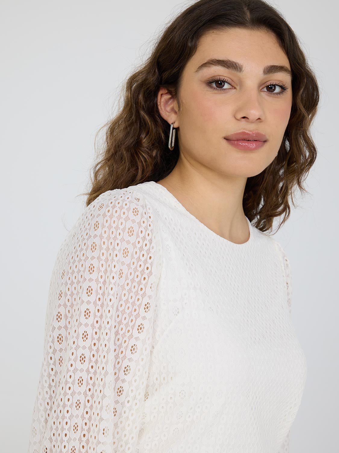 3/4 Balloon Sleeve Lace Top