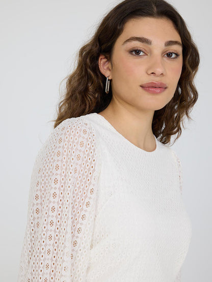 3/4 Balloon Sleeve Lace Top