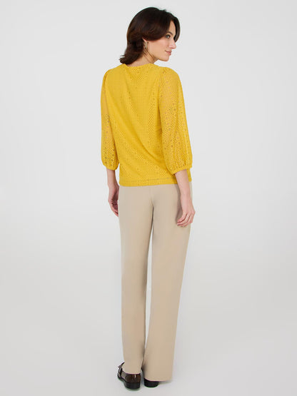 3/4 Balloon Sleeve Lace Top