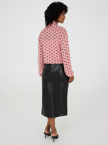 Smocked Mock Neck Mesh Top With Cami