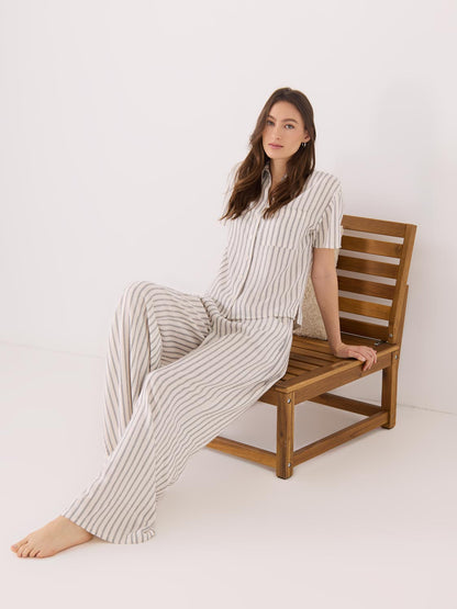 Striped Linen Palazzo Pants