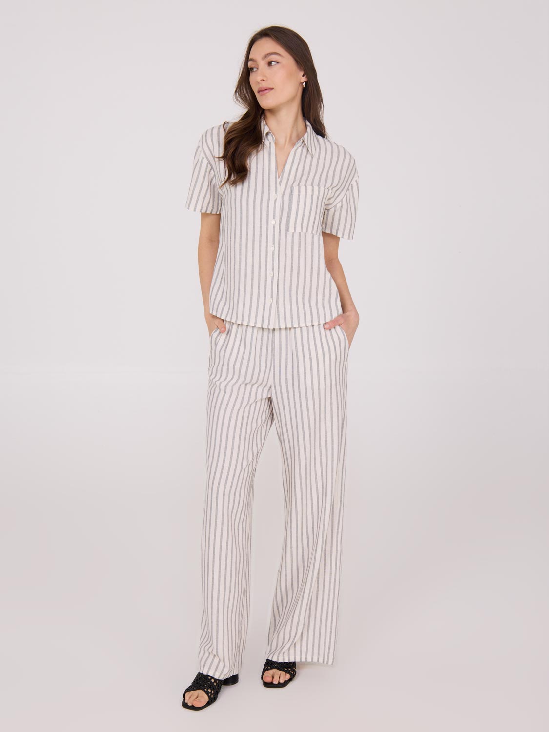 Striped Linen Palazzo Pants