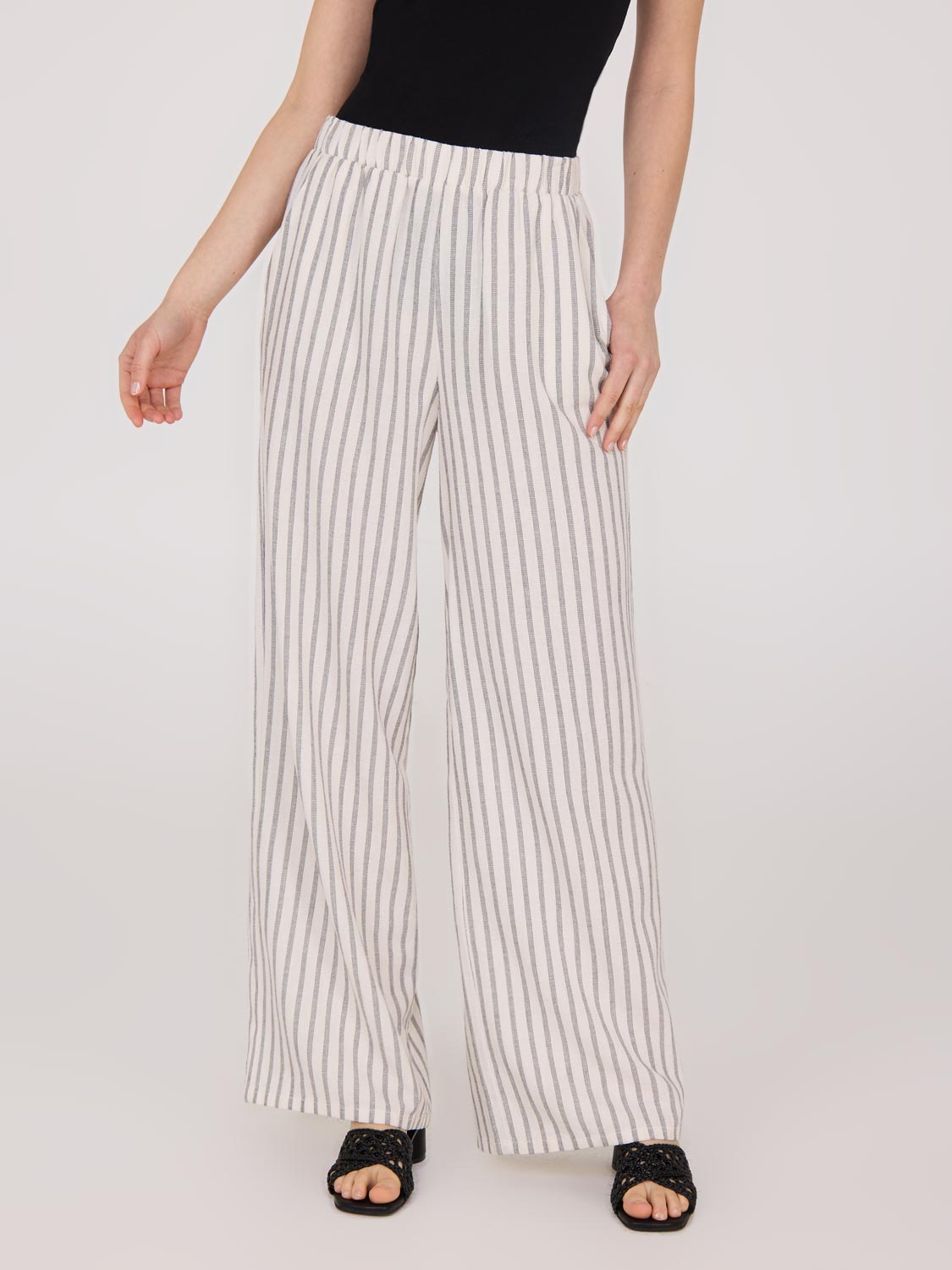 Striped Linen Palazzo Pants