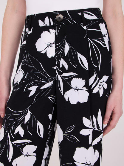 Printed Wide-Leg Mid-Rise Pants