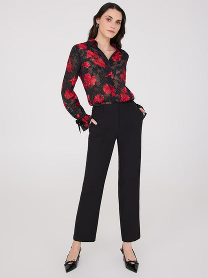 Straight Leg Mid-Rise Pants