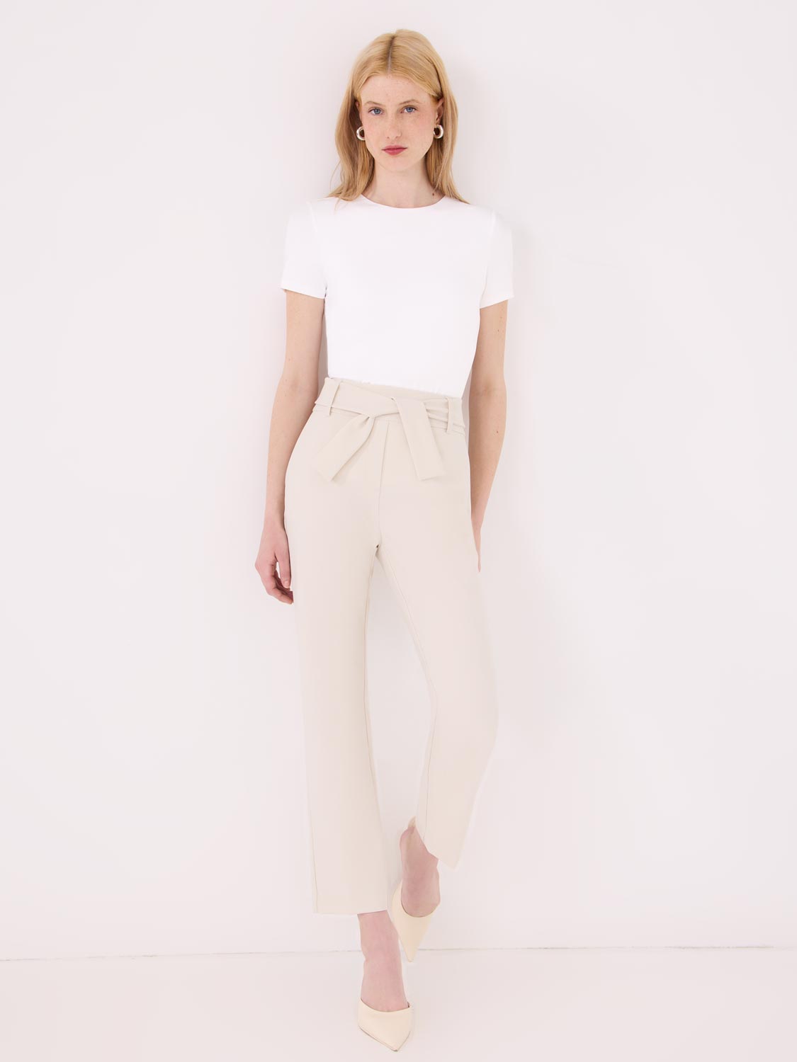 Slim Leg Pants With Sash