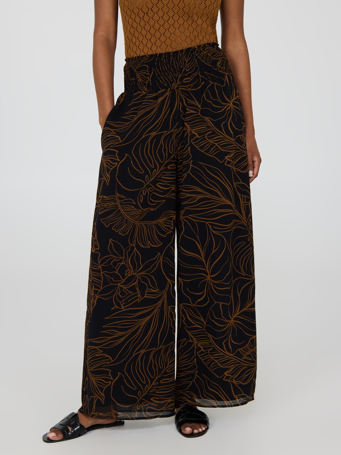 Printed Chiffon Palazzo Pants