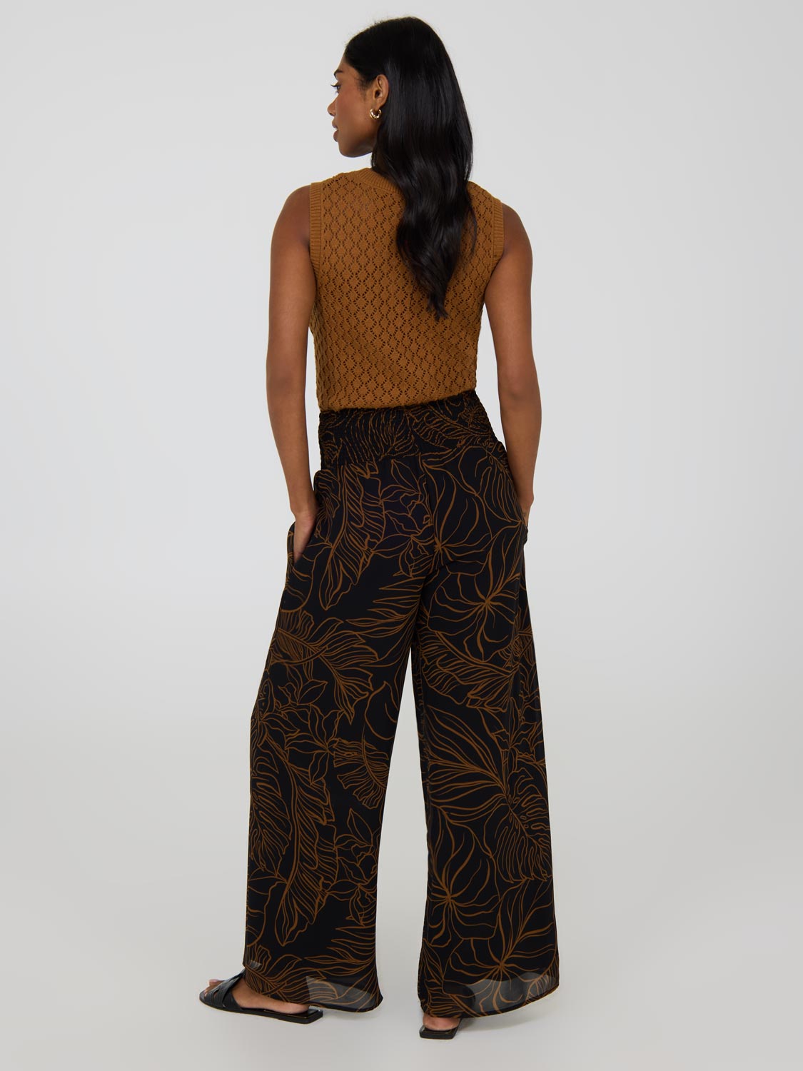 Printed Chiffon Palazzo Pants