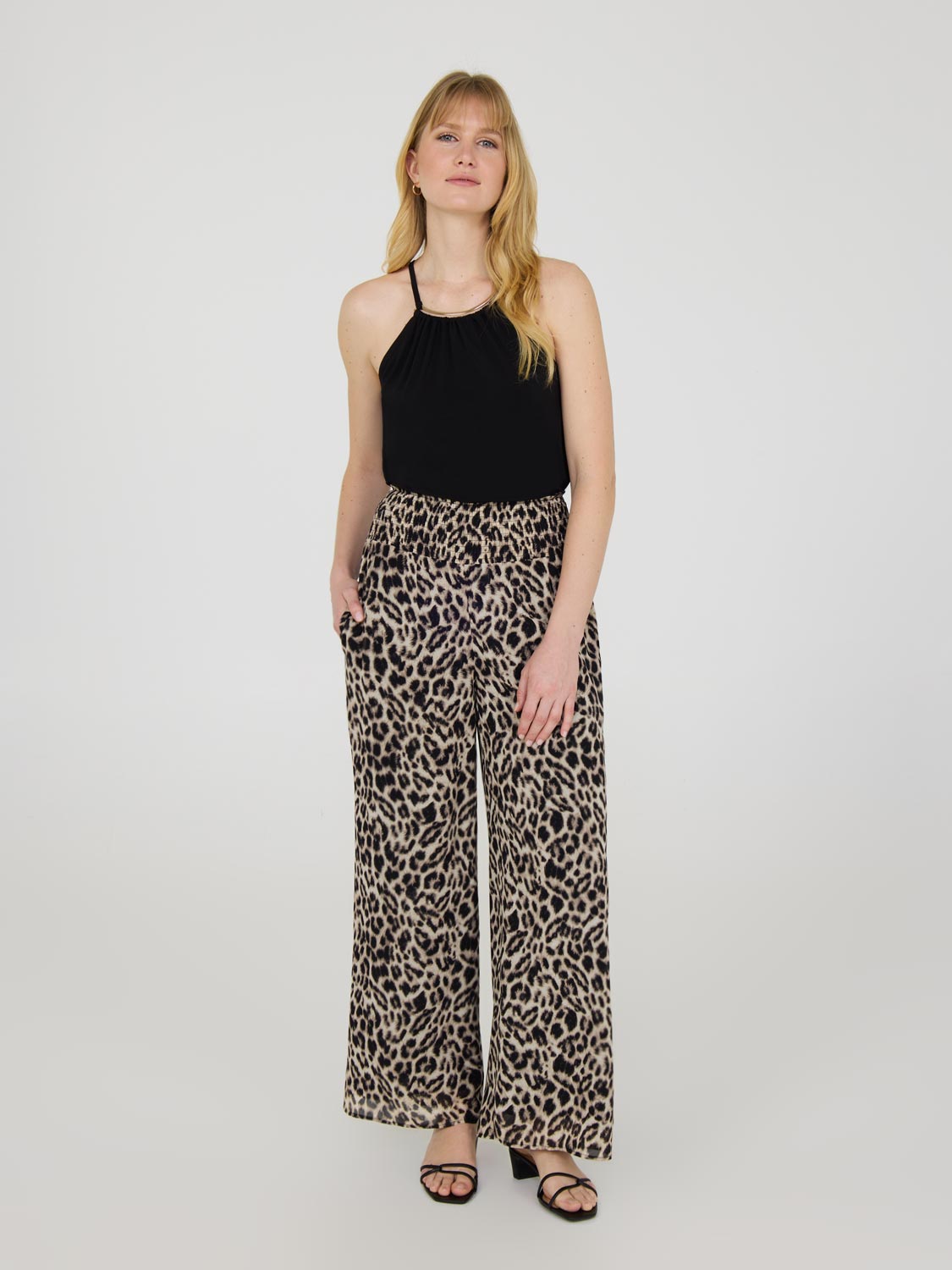 Animal Print Chiffon Palazzo Pants