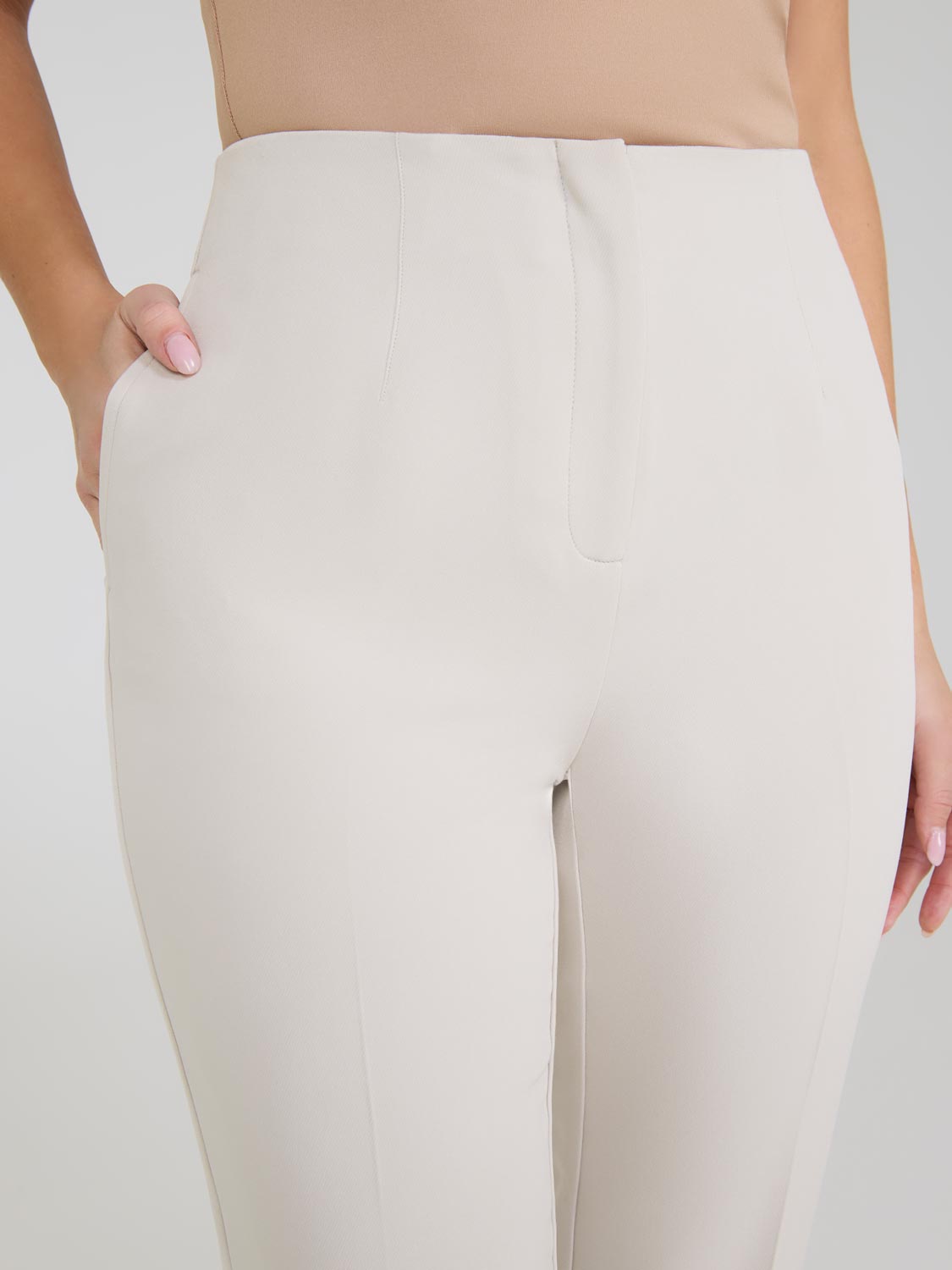 Cropped Straight Leg Pants With Side Slits