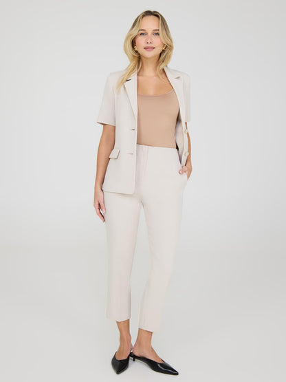 Cropped Straight Leg Pants With Side Slits