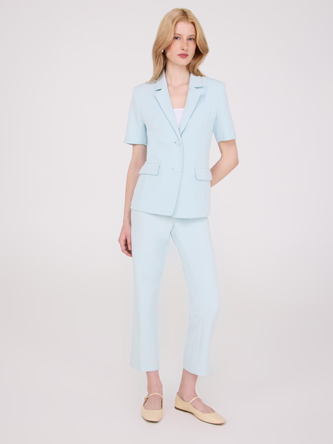 Cropped Straight Leg Pants With Side Slits