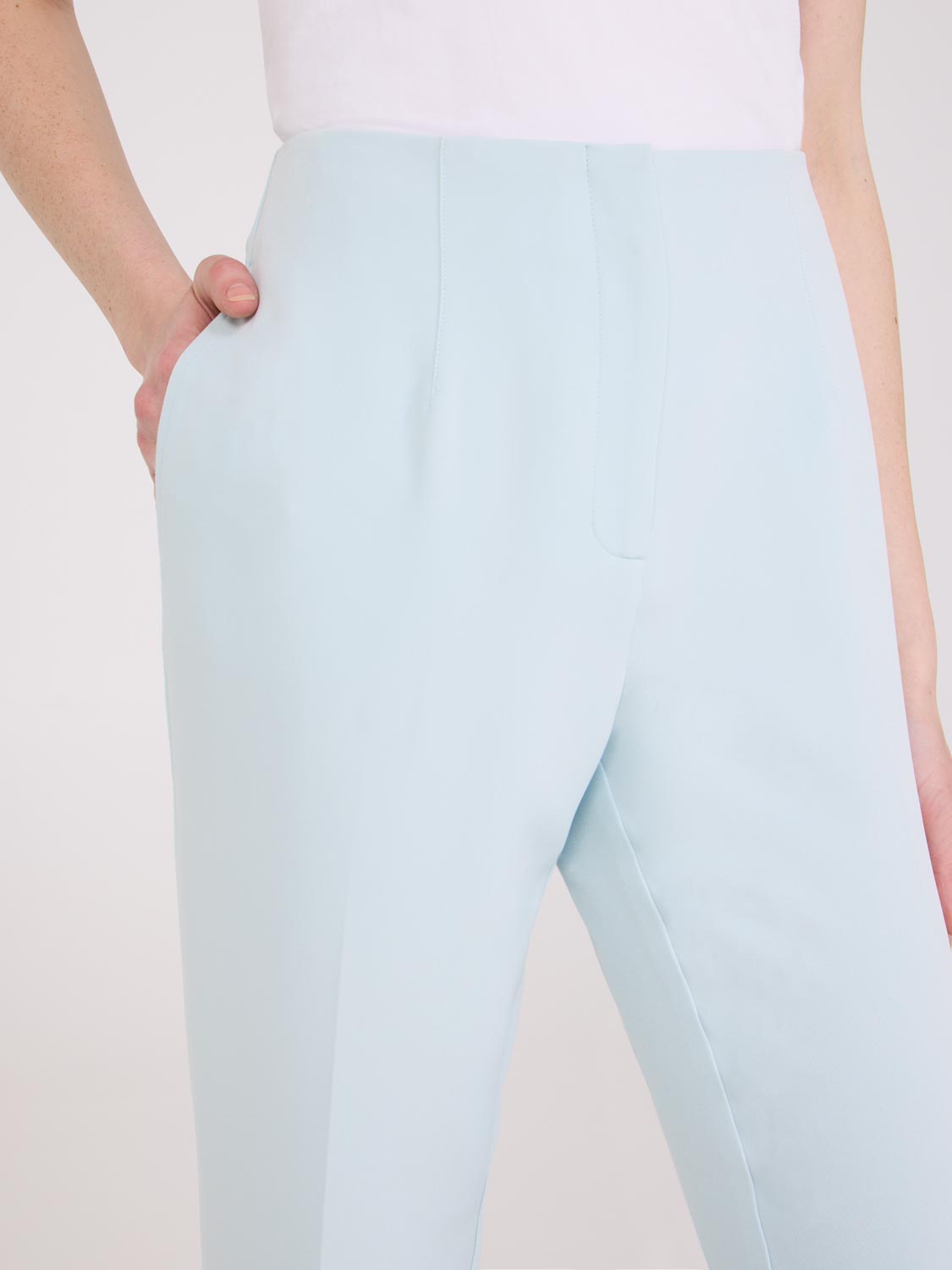 Cropped Straight Leg Pants With Side Slits