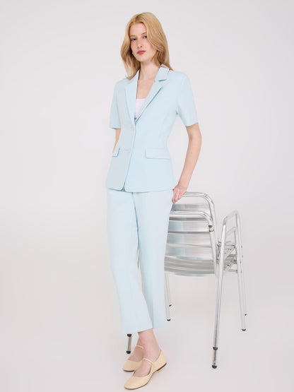 Cropped Straight Leg Pants With Side Slits