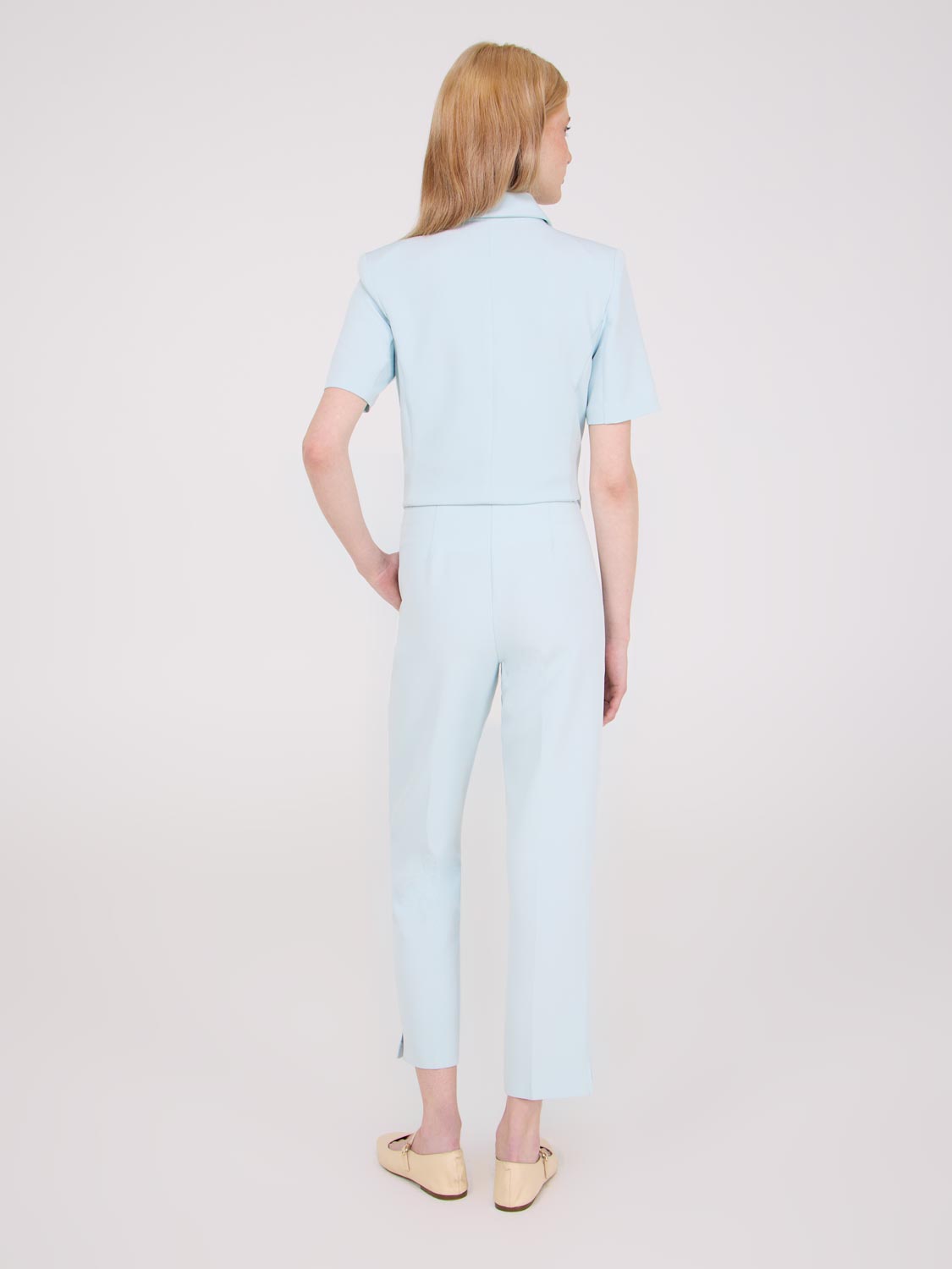 Cropped Straight Leg Pants With Side Slits