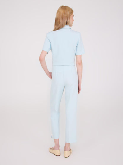 Cropped Straight Leg Pants With Side Slits