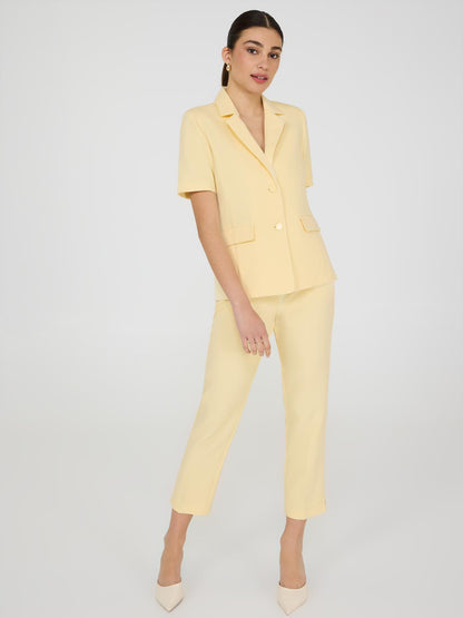 Cropped Straight Leg Pants With Side Slits