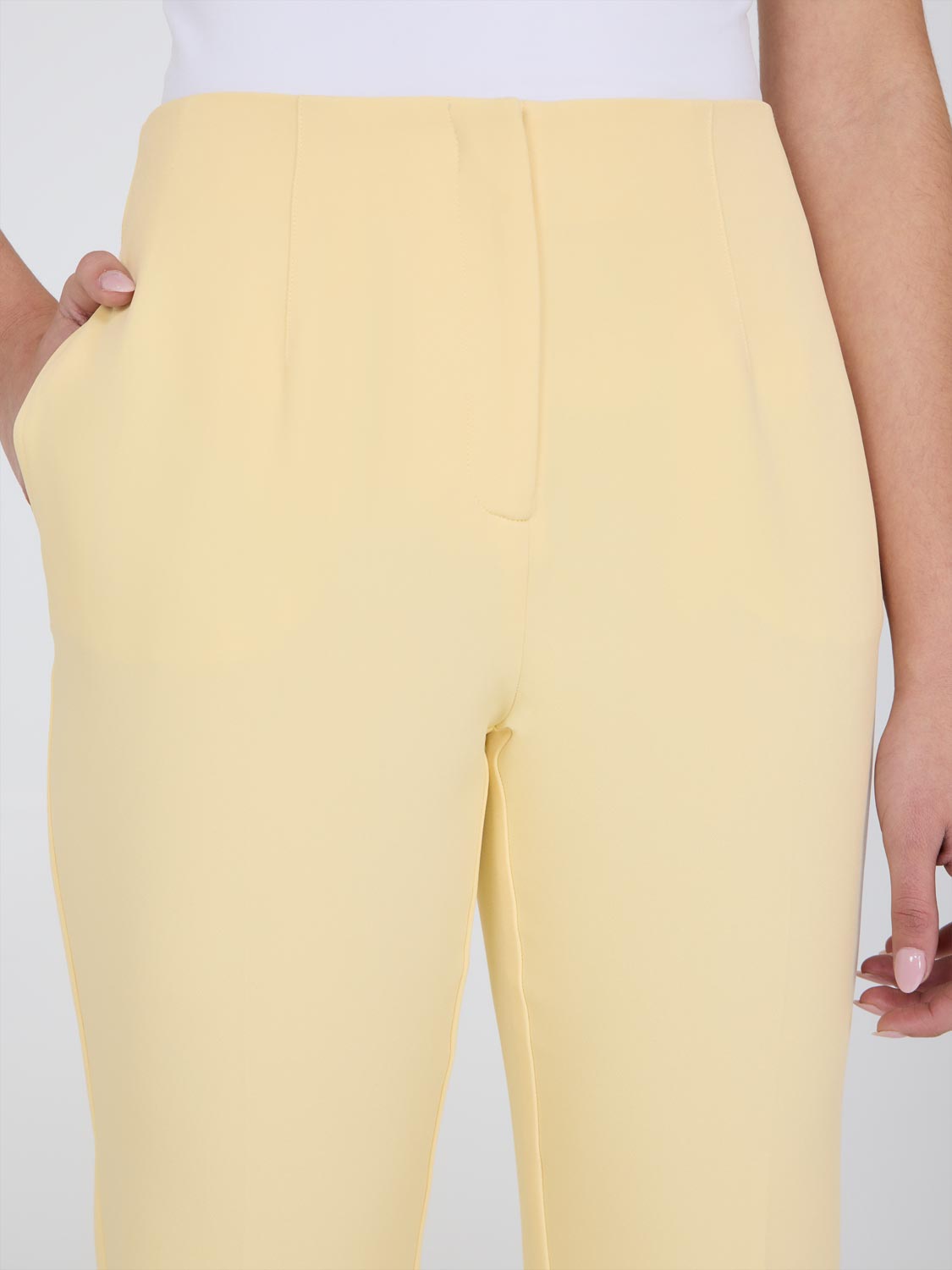 Cropped Straight Leg Pants With Side Slits