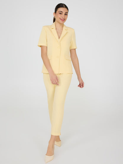 Cropped Straight Leg Pants With Side Slits