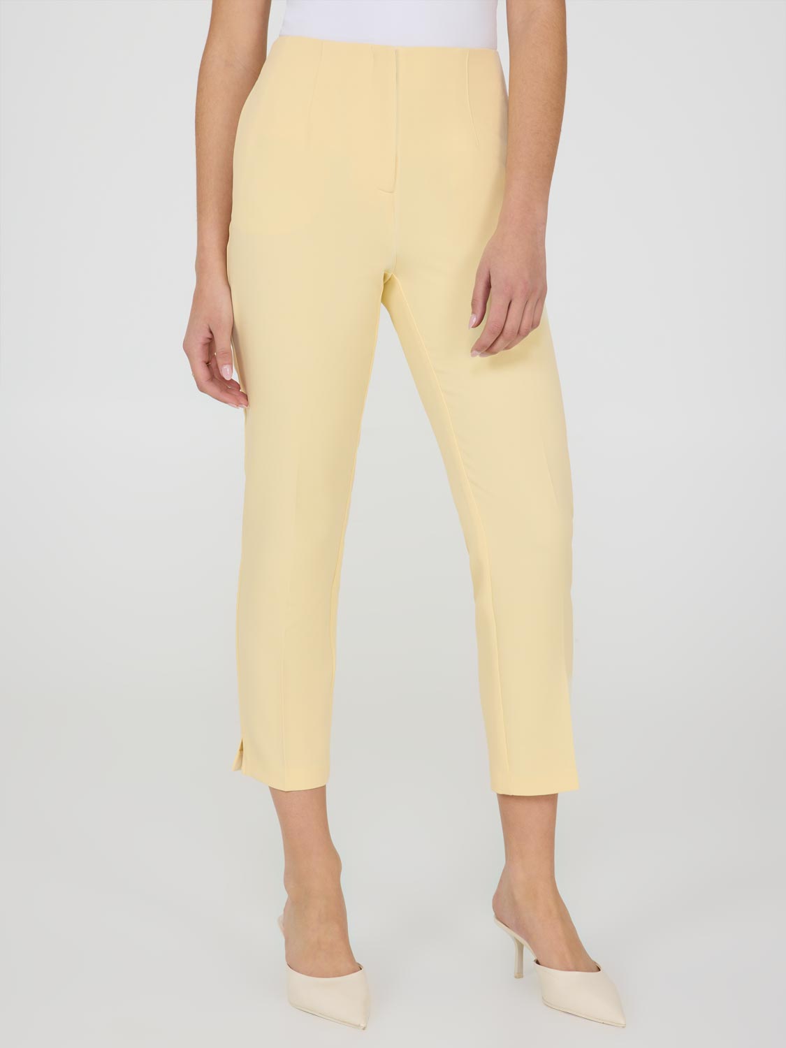 Cropped Straight Leg Pants With Side Slits